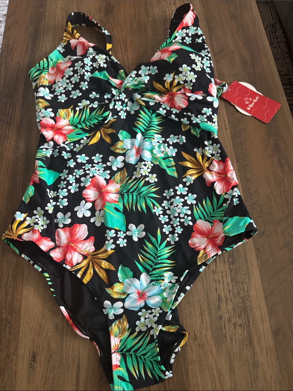 As Rose Rich Floral One Piece Bathing Suit Size xl